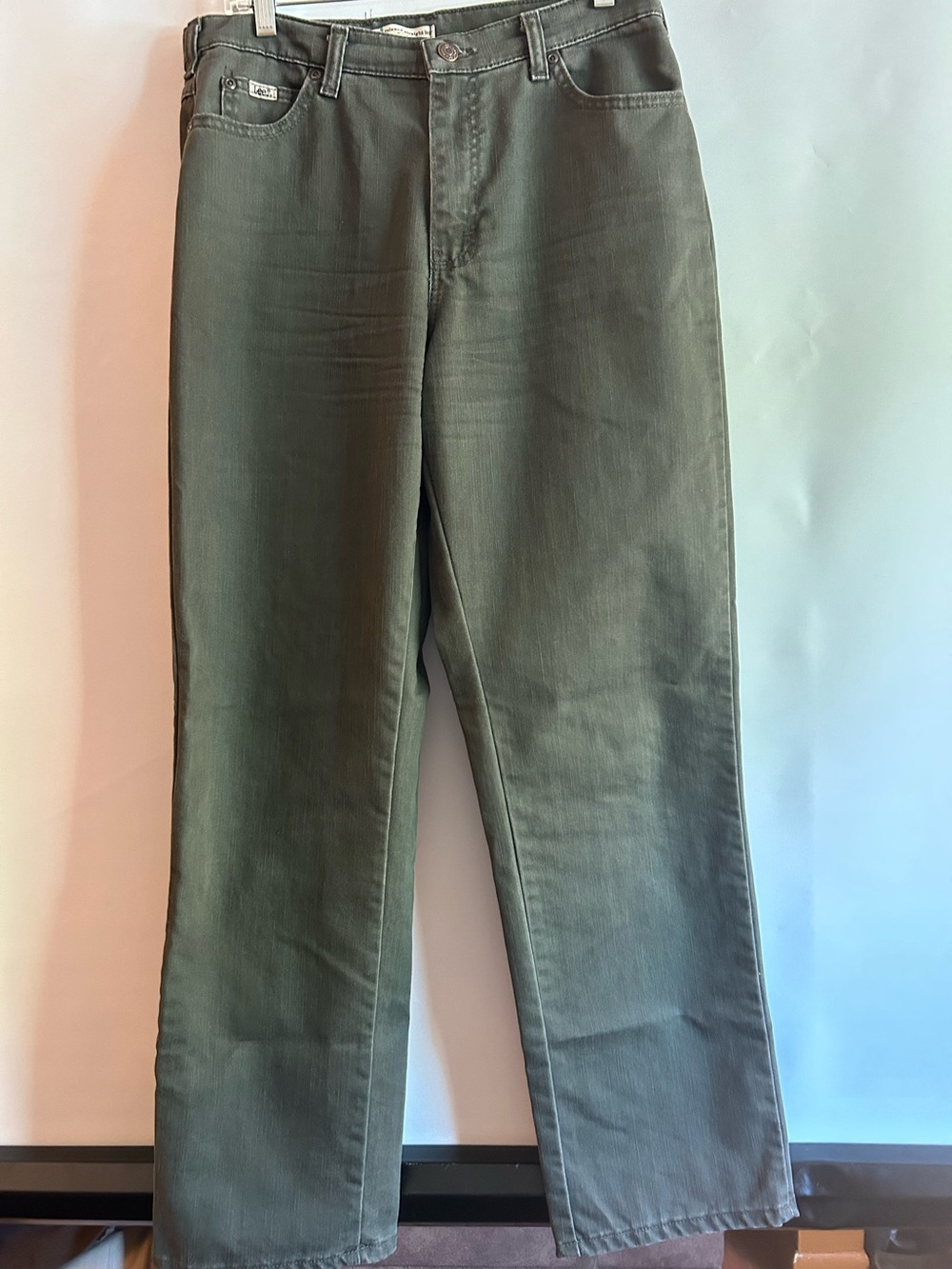 LEE RELAXED STRAIGHT LEG AT THE WAIST OLIVE GREEN COTTON BLEND WOMEN’S PANTS 10M